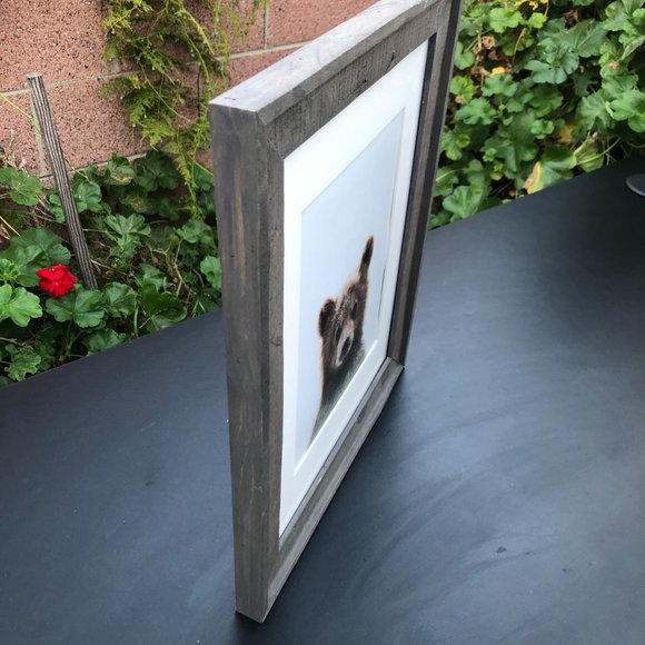Rustic Wood Frame Bear Cub Portrait Wall Art Nursery Day Care Decor 17”x 14” - Picture 4 of 15